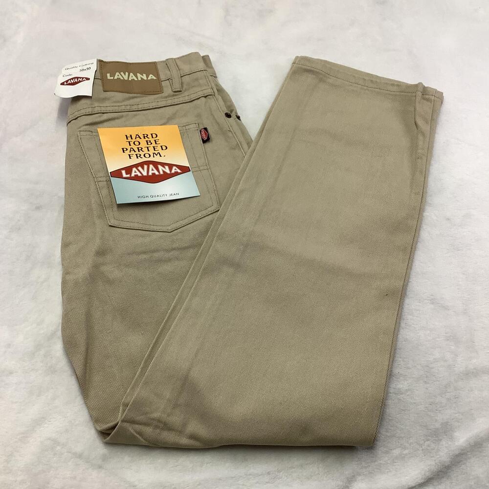 LAVANA Jeans Mens 30x30 Beige Straight Leg Denim Zip Fly Regular Fit Casual